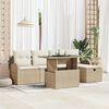 vidaXL Garten-Sofa-Set mit Kissen mit Speicher 6 pcs Beige Poly Rattan