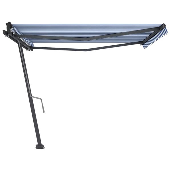 vidaXL Standmarkise Einziehbar Handbetrieben 450x350 cm Blau/Wei&szlig;