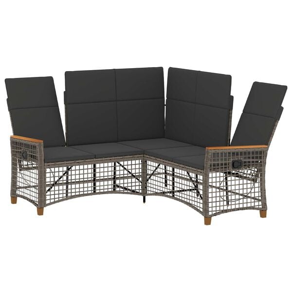 vidaXL Garten Liegesofa Set Grau und Dunkelgrau 164 x 164 x 112 cm