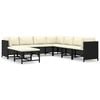 vidaXL 9-tlg. Garten-Lounge-Set mit Kissen Poly Rattan Schwarz