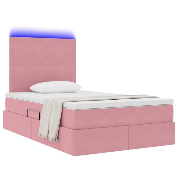 vidaXL Bett mit Stauraum und LED mit Matratze Rosa 120 x 200 cm Samt