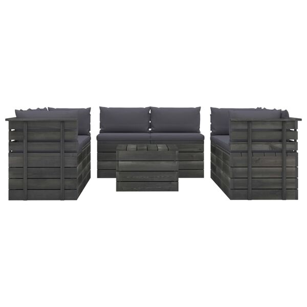 vidaXL 9-tlg. Garten-Sofagarnitur aus Paletten mit Kissen Kiefernholz