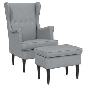 vidaXL Sessel mit Fu&szlig;hocker 2 stk. Hellgrau Stoff