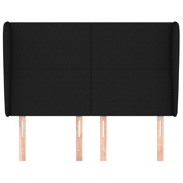 vidaXL Kopfteil mit Ohren Schwarz 147x23x118/128 cm Stoff