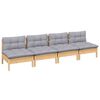 vidaXL 4-Sitzer-Gartensofa mit Grauen Kissen Massivholz Kiefer