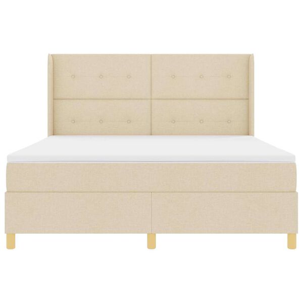 vidaXL Boxspringbett mit Matratze Creme 180 x 200 cm Stoff