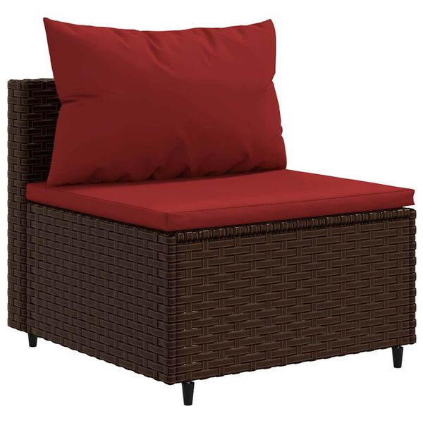 vidaXL 3-tlg. Garten-Sofagarnitur mit Kissen Braun Poly Rattan