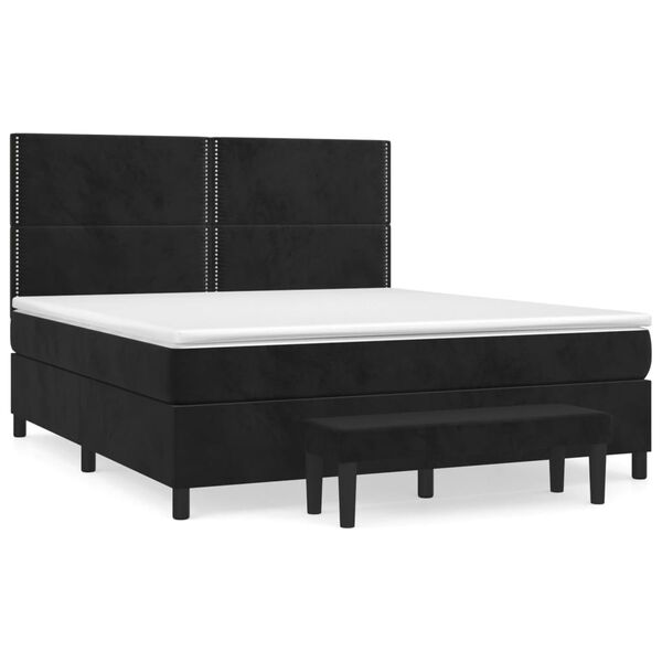 vidaXL Boxspringbett mit Matratze Schwarz 180x200 cm Samt