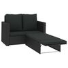 vidaXL 2-tlg. Garten-Lounge-Set mit Auflagen Poly Rattan Schwarz