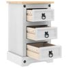 vidaXL Nachttisch Corona Wei&szlig; 35 x 32,5 x 58 cm Massives Kiefernholz