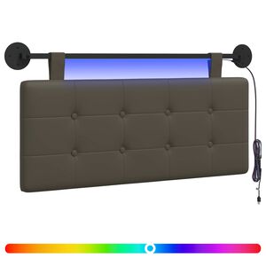vidaXL H&auml;ngendes Kopfteil Mit LED Licht Grau Kunstleder