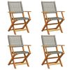 vidaXL Klappst&uuml;hle, 4 St&uuml;ck, graues Polyrattan und Massivholz