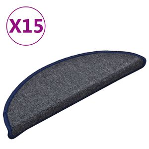vidaXL Stufenmatten 15 Stk. 56x17x3 cm Dunkelgrau und Blau Halbrund