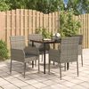 vidaXL 5-tlg. Garten-Essgruppe mit Kissen Schwarz und Grau Poly Rattan