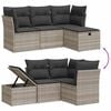 vidaXL 4-tlg. Garten-Sofagarnitur mit Kissen Hellgrau Poly Rattan