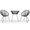 vidaXL 3-tlg. Garten-Essgruppe PVC Rattan Schwarz