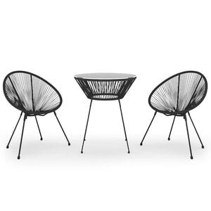 vidaXL 3-tlg. Garten-Essgruppe PVC Rattan Schwarz