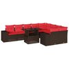 vidaXL 10-teiliges Gartensofa-Set mit Kissen, braun, Polyrattan