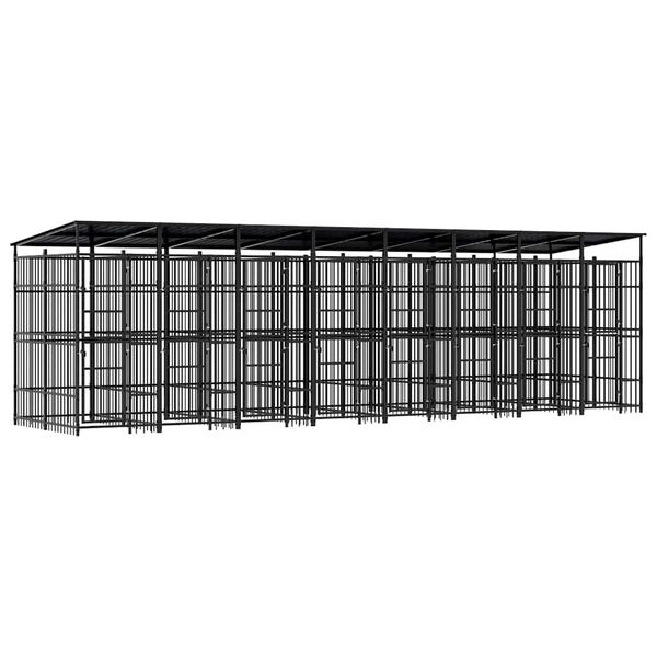 vidaXL Outdoor-Hundezwinger mit Dach Stahl 14,75 m&sup2;