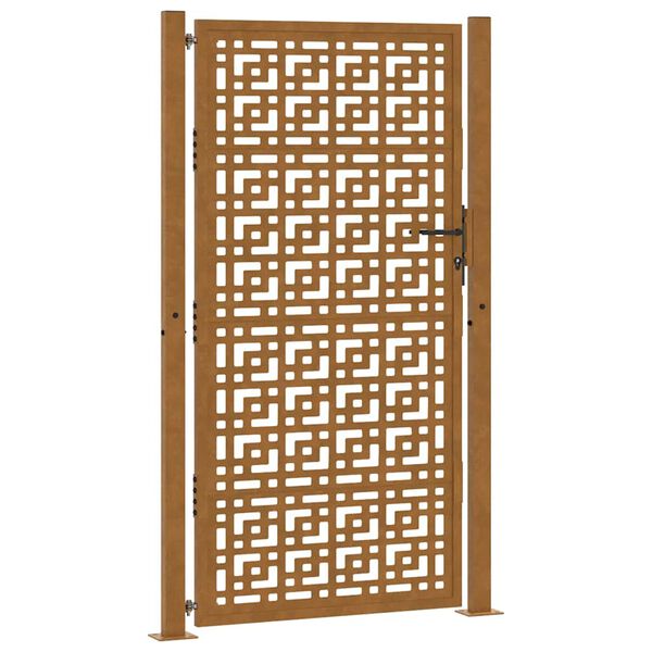 vidaXL Gartentor 100x200 cm Verwitterungsstahl Kreuzdesign