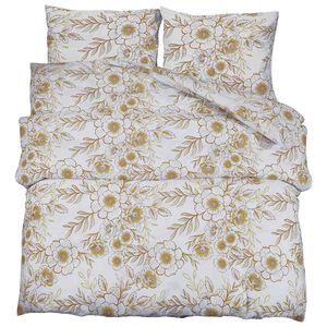 vidaXL Bettw&auml;sche-Set Wei&szlig; und Braun 200x200 cm Baumwolle