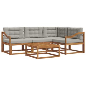 vidaXL Outdoor-Sofagarnitur mit Kissen 5 pcs Nat&uuml;rlich und Hellgrau