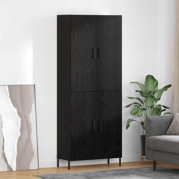 vidaXL Highboard Schwarz Eichen-Optik 69,5 x 34 x 180 cm Holzwerkstoff