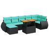 vidaXL 8-tlg. Garten-Sofagarnitur mit Kissen Schwarz Poly Rattan