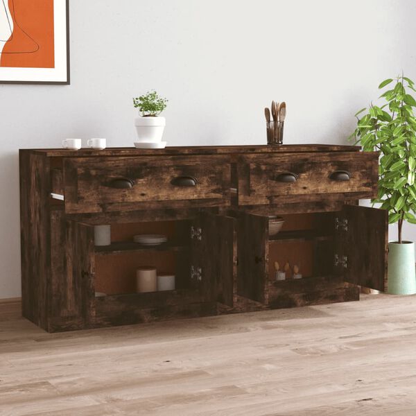 vidaXL Sideboards 2 Stk. R&auml;uchereiche Holzwerkstoff