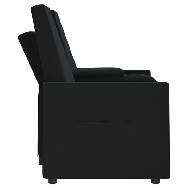 vidaXL Relaxsofa 2-Sitzer mit Getr&auml;nkehalter Schwarz Stoff