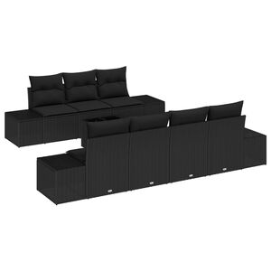 vidaXL Sofa Set mit Kissen 8 pcs Schwarz Poly Rattan