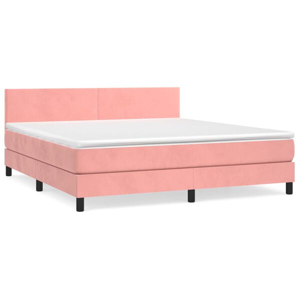 vidaXL Boxspringbett mit Matratze Rosa 160x200 cm Samt