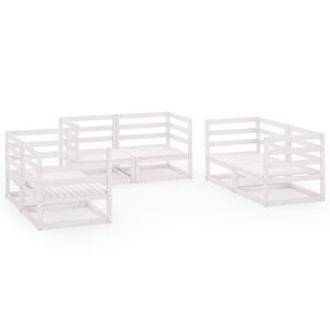 vidaXL 6-tlg. Garten-Lounge-Set Wei&szlig; Massivholz Kiefer