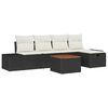 vidaXL Garten-Sofa-Set mit Kissen 6 pcs Schwarz Poly Rattan