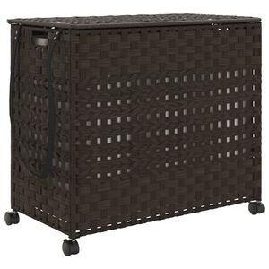 vidaXL W&auml;schekorb mit Rollen Dunkelbraun 66x35x60 cm Rattan
