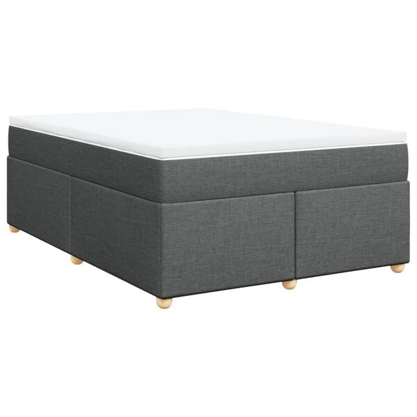 vidaXL Boxspringbett mit Matratze Dunkelgrau 140x200 cm Stoff