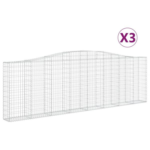 vidaXL Gabionen mit Hochbogen 3 Stk. 400x30x120/140cm Verzinktes Eisen