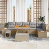 vidaXL Gartensofa-set mit Kissen mit Speicher 9 pcs Beige Poly Rattan