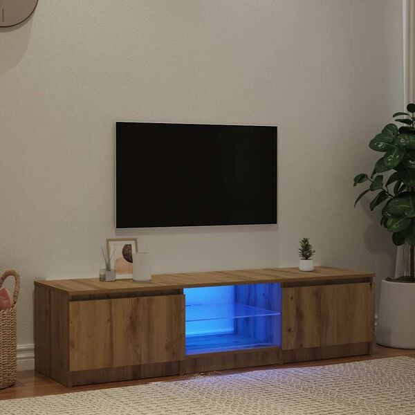 vidaXL TV-Schrank mit LED-Leuchten Artisan-Eiche 140x40x36 cm