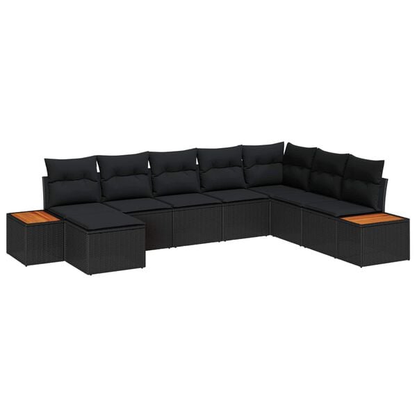 vidaXL Gartensofa-set mit Kissen 8 pcs Schwarz Poly Rattan
