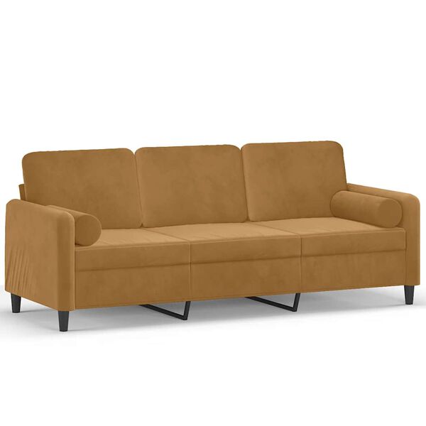 vidaXL 3-Sitzer-Sofa mit Zierkissen Braun 180 cm Samt