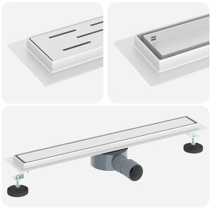 vidaXL Duschablauf 2-in-1 mit 360&deg; Siphon Silber 60 cm Edelstahl 304