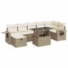 vidaXL 8-tlg. Garten-Sofagarnitur mit Kissen Beige Poly Rattan