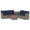 vidaXL Sofa Set 8 stk. Grau und Marineblau Polyrattan und Stahl
