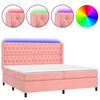 vidaXL Boxspringbett mit Matratze & LED Rosa 160x200 cm Samt
