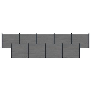vidaXL Zaunelement 9 pcs WPC und Aluminium Grau