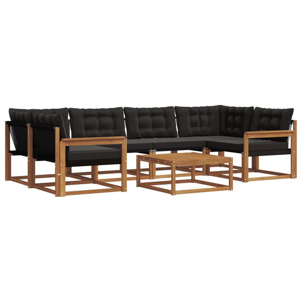 vidaXL Outdoor-Sofagarnitur mit Kissen 7 pcs Nat&uuml;rlich und Schwarz