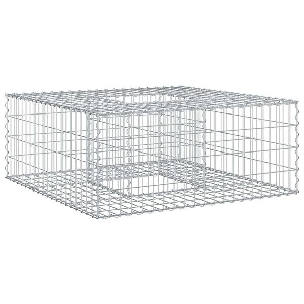 vidaXL Gabionen Hochbeet Silber 100 x 100 x 40 cm Verzinkter Stahl