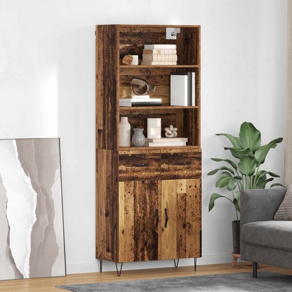 vidaXL Highboard mit Schubladen 2 pcs Altholz Holzwerkstoff