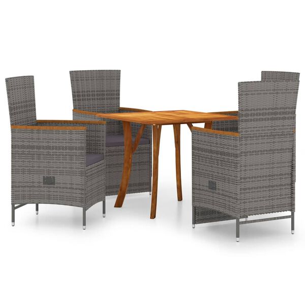 vidaXL 5-tlg. Garten-Essgruppe Grau